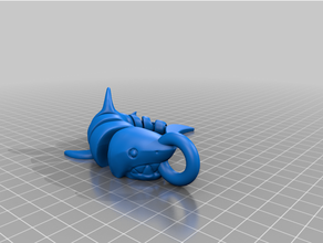 remixed curled shark key chain 3d print model - Mito3D