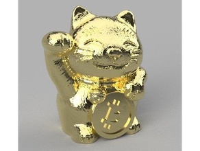 gato chino suerte bitcoin btc llavero encanto cripto criptomoneda llave baratija 3d print model - Mito3D