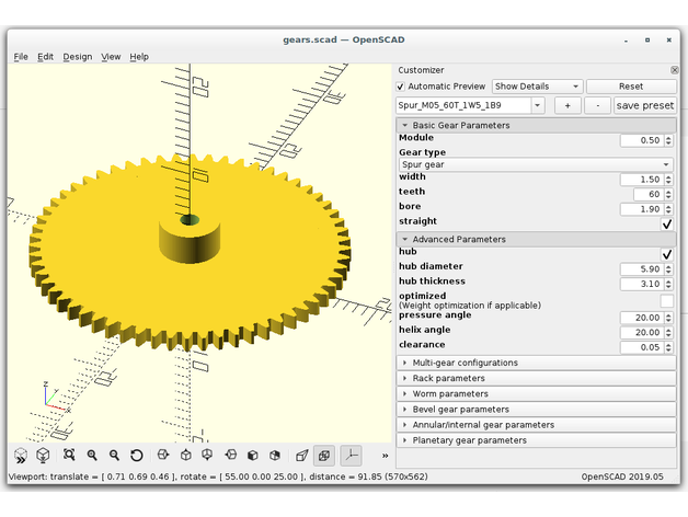 openscad engranaje biblioteca personalizador 3D print model - Mito3D