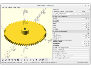 openscad gear library customizer 3d print model - Mito3D