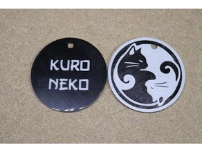 kuro neko shiro yin yang gatti sottobicchieri gatto regalo decorazione Yin Yang 3d print model - Mito3D