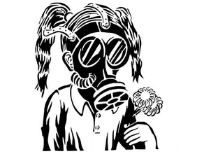 Gas Maske Mädchen Schablone Airbrush Apokalypse Kunst ccp Virus Kind China kommunistisch Corona Coronavirus Covid 19 Covid19 Untergang Dystopie dystopisch Blume Blumen 3d print model - Mito3D
