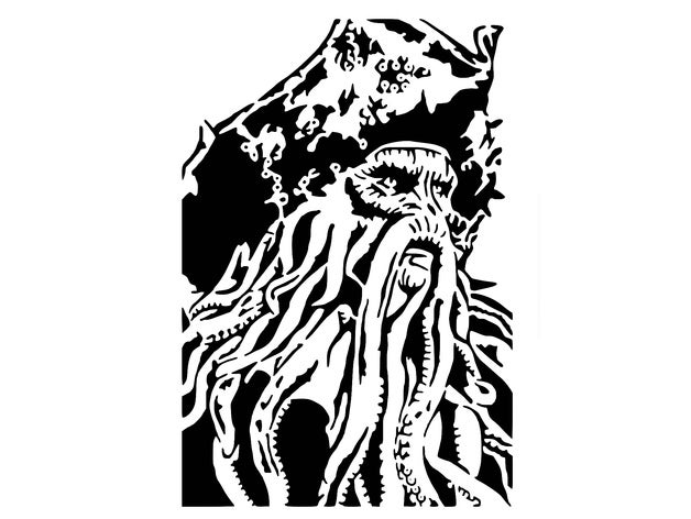 davy jones stencil maledetto disney film caraibico pirata 3D print model - Mito3D