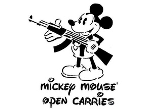 mickey mouse stencil 2 2nd amendment cartoon disney gun machine micky open carry walt 3d print model - Mito3D