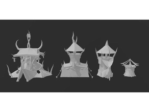 goblin tribal houses - terrain aos fantasy house primitive tent warhammer whfb 3d print model - Mito3D