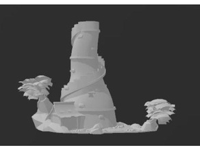 crooked watch tower aos fantasy terrain whfb 3d print model - Mito3D