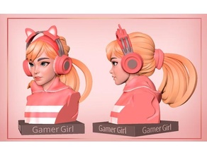 gamer girl bust stylized 3d print model - Mito3D