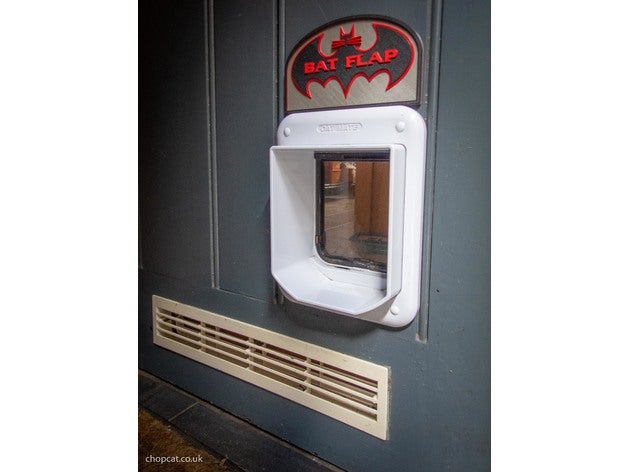 batflap felino Entrada batcaverna batman logotipo gato catflap 3D print model - Mito3D