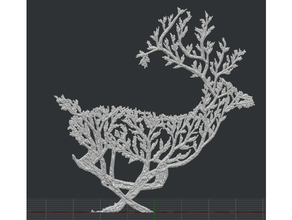 2D 3D pied cerf arbre art 2d mur 3d print model - Mito3D