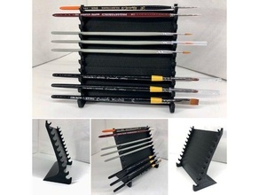 support horizontal pinceaux- paintbrush stand brush miniature painting paint holder organizer pinceaux 3d print model - Mito3D