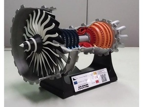 3d printable jet engine motorized - remix high bypass jet engine model motorized turbine turbofan
