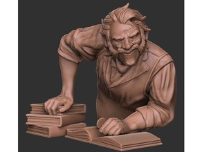 durnan busto Quinto edición barman libros dd dnd miniatura figura bibliotecario cuentos chaleco bostezando portal 3d print model - Mito3D