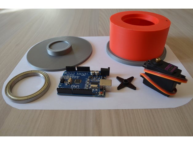 rotativo base 3d impressora arduino uno rolamento crialidade ender 3 eletrônicos pró geeetech cinzento mg996r pla vermelho robô servo 3D print model - Mito3D