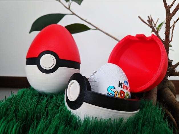 Paskalya top 2020 çikolata Yumurta işlevsel gizli menteşeli nazik mekanizma dürtmek pokeball pokemon sürpriz 3D print model - Mito3D