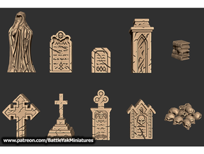 mezarlık dekorasyonlar savaş yak minyatürler Patreon örneklem Battleyak kemikler kitabın özelleştirme dekorasyon Mezarlar sahne kafatası heykel arazi 3d print model - Mito3D