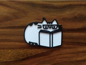 pusheen learn keychain 3d print model - Mito3D