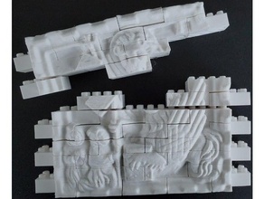 montini lion wall set lego compatible art block bouwstenen brick briques creature relief 3d print model - Mito3D