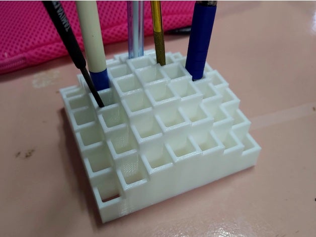 customized square pen holder 1 sine 3D print model - Mito3D