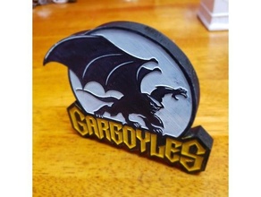 Gargoyles logo ayakta durmak karikatür karakter Disney füzyon 360 çirkin yaratık nostalji 3d print model - Mito3D