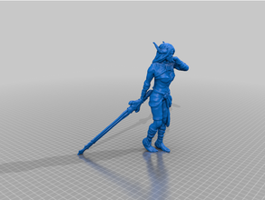 tiefling barbarian demon dnd mini miniature prop- dungeon fighter greatsword pathfinder pawns rpg 3d print model - Mito3D