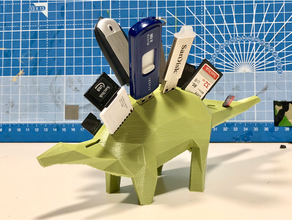 poly memosaurus card dino dinosaur holder micro sd sdcard stegosaurus usb gadgets 3d print model - Mito3D