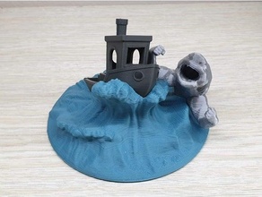 3dbenchy Silber Hai 3d Benchy Welle Attacke Beefyarms Beefyshark 3d print model - Mito3D