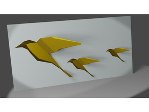 uccello poli arredamento parete uccelli fichi papercraft 3d print model - Mito3D