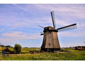 típico holandés agua bombeo molino clásico Países Bajos viento turbina 3d print model - Mito3D