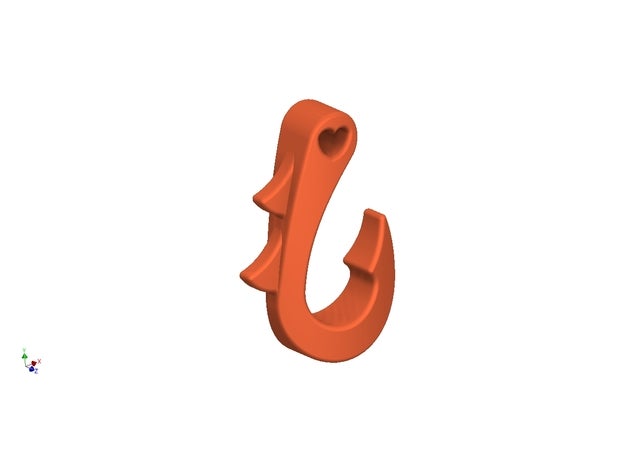 hook love fhishing gift goodluckcharm keychain 3D print model - Mito3D