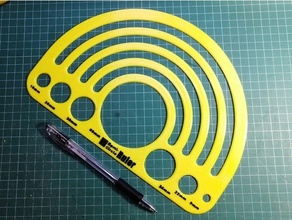 custom semi-circle ruler template art 3d print model - Mito3D