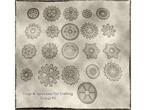cogs gears sprockets group 2 21 styles sizes crafting steampunk mechanical warhammer 40k theme terrain clock parts clockwork dnd dungeons dragons mechanicus adeptus scatter zombicide 3d print model - Mito3D