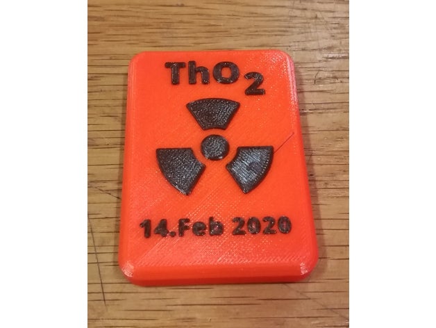 thorium radiation source 3D print model - Mito3D