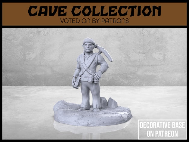 cueva gnomo minero versión 1 mesa miniatura colección dnd mazmorras dragones enano fantasía juego azar humano humanoide mini rpg 3D print model - Mito3D