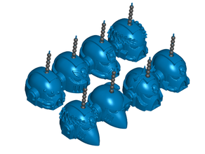 born helmets set 8 pull ball chain keychain knob handle fob finials string 3d print model - Mito3D