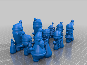 9 random santas customized 3d print model - Mito3D