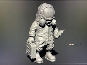 gas mask man figure gasmask guy miniature post-apocalyptic science fiction 3d print model - Mito3D