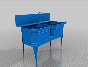 country style sink doll faucet furniture mini miniature rpg tub tubs 3d print model - Mito3D