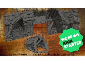 Northvakt viking köy Kickstarter promosyon köpek kulübesi model dnd Zindanlar ejderhalar Ortaçağa ait manzara masaüstü oyun Vikingler 3d print model - Mito3D