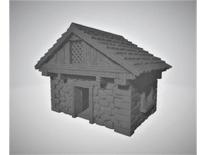 28mm scale medieval tudor style wargaming house building 25mm 30mm 32mm bricks dnd prop fantasy roof stone tavern tiles wargame wargames 3d print model - Mito3D