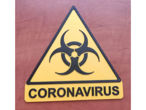 coronavirus warning sign corona virus logo 3d print model - Mito3D