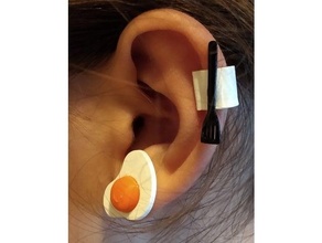 burger time egg spatula earring stud cool earrings 3d print model - Mito3D