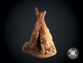 shelter token - robinson crusoe 28mm adventure asseccory bamboo camp coat dnd fur island leather marker native nature pieces quarter roleplaying survival tabletop tent terrain tropical wood 3d print model - Mito3D