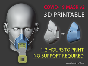 covid-19 mask v2 fast print support filter required coronavirus facecoveringchallenge filtro free health mascara proteccion protection salud virus 3d print model - Mito3D
