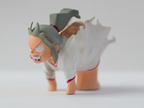 hombre lobo niña anime figurilla yoshinari 3d print model - Mito3D
