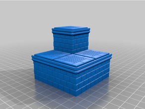 maya cubes coin + intérieur murs pentes 3d print model - Mito3D