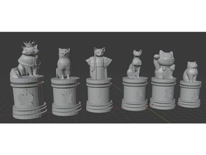 chat échecs ensemble 3d print model - Mito3D