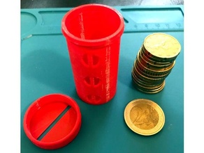 ufs-044 euro coin holder 2 compatible cap coins lid money 3d print model - Mito3D