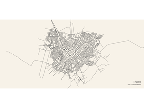 mapa trujillo peru en 3d city roads draw 3d print model - Mito3D