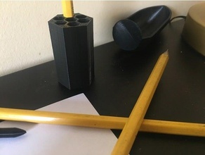 low-profile honeycomb pencil holder bee desk organizer profile sleek small 3d print model - Mito3D