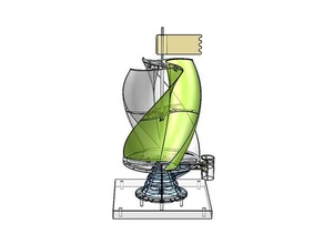 pequeña viento turbina u2 helicoidal réplica rotor savonius ugrinsky 3d print model - Mito3D